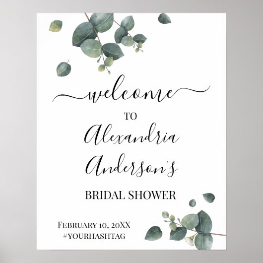 Eucalyptus groene bruiloftsborrel welkomstbord poster (Voorkant)