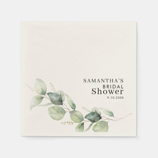 Eucalyptus Groene Bruiloftsfeest Papier Servet (Voorkant)