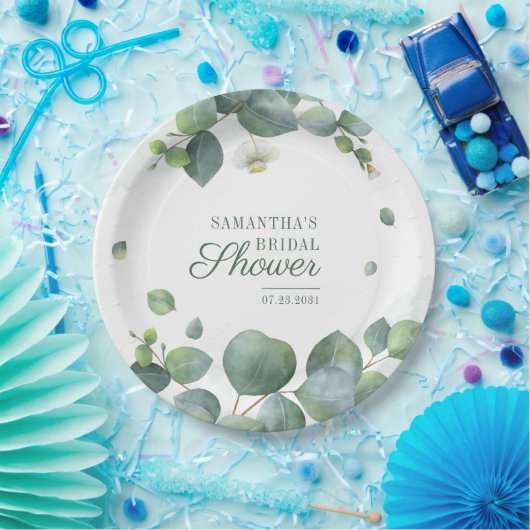 Eucalyptus Groene Bruiloftsshower Waterverf Papieren Bordje (Feest)