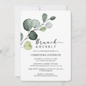 Eucalyptus Groene Brunch Bruisende Bruidsuitnodigi Kaart (Voorkant)