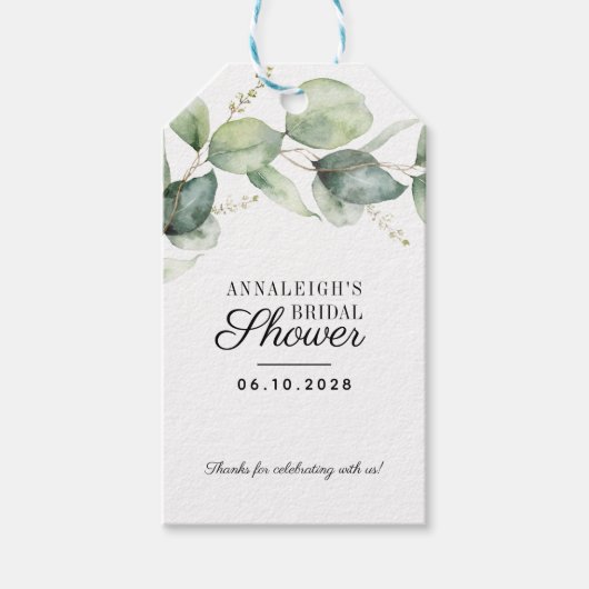 Eucalyptus Groene Dank Je Bruidsdouche Cadeaulabel (Voorkant)