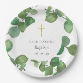 Eucalyptus groene doop Christening Papieren Bordje (Voorkant)
