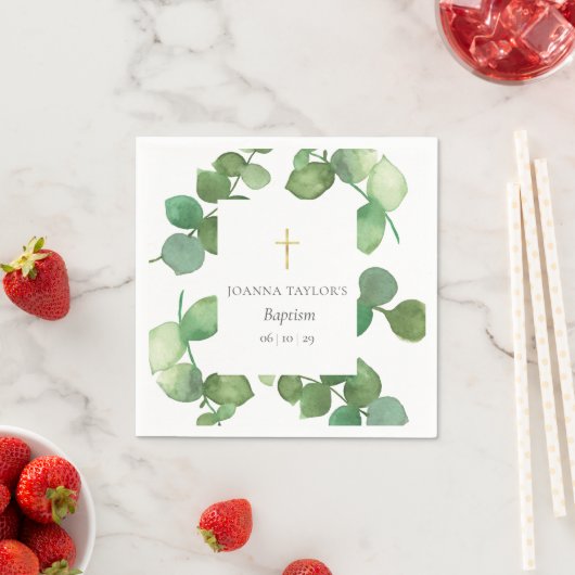 Eucalyptus Groene Doop Christening Servet (Insitu)