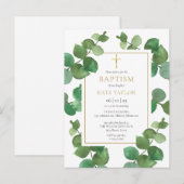 Eucalyptus groene doop uitnodiging briefkaart (Voorkant / Achterkant)