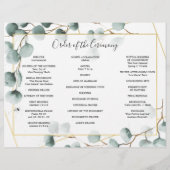 Eucalyptus Groene Drie-Voudige Trouwprogramma Foto Flyer (Achterkant)