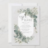 Eucalyptus Groene Droom Elegante Foto Bruiloft Save The Date (Voorkant)