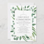 Eucalyptus Groene Eerste Heilige Communie Kaart (Voorkant)