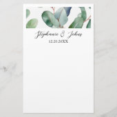 Eucalyptus Groene Elegante Eenvoudige Rustieke Bru Briefpapier (Voorkant)