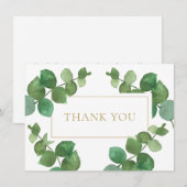 Eucalyptus Groene Elegante Gouden Geometrisch Bedankkaart (Voorkant / Achterkant)