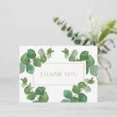 Eucalyptus Groene Elegante Gouden Geometrisch Bedankkaart (Staand voorkant)