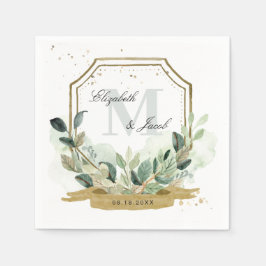 Eucalyptus Groene Elegante Gouden Kuif Bruiloft Servet