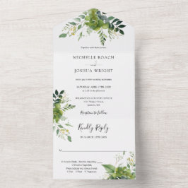 Eucalyptus Groene Elegante Monogram Trouwdag All In One Uitnodiging