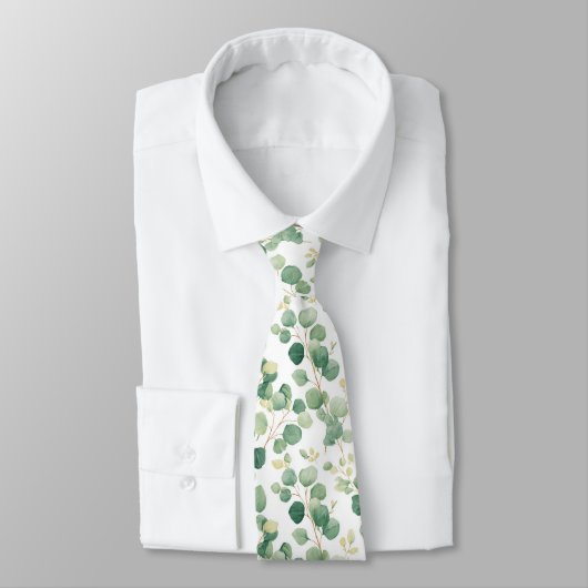 Eucalyptus Groene Elegante Patroon Stropdas (Gebonden)