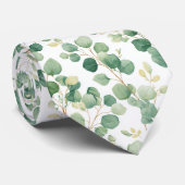Eucalyptus Groene Elegante Patroon Stropdas (Opgerold)