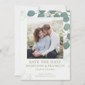 Eucalyptus Groene Elegante Waterverf Bladeren Invi Kaart (Voorkant)