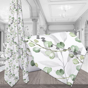 Eucalyptus Groene Elegante Waterverf Trouw Stropdas