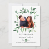 Eucalyptus Groene Foto Bruiloft Save The Date (Voorkant)