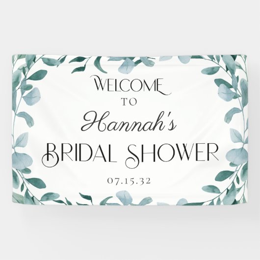 Eucalyptus Groene Frame Groene Shower Welkom Spandoek (Horizontaal)