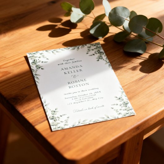 Eucalyptus Groene Frame Trouw Uitnodiging