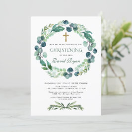 Eucalyptus Groene Gebladerte Krans Doopfeest Kaart