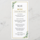 Eucalyptus Groene Geometrische Bloemige Bruiloft Menu (Voorkant)