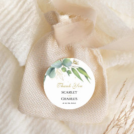 Eucalyptus Groene Geometrische Bloemige Bruiloft Ronde Sticker