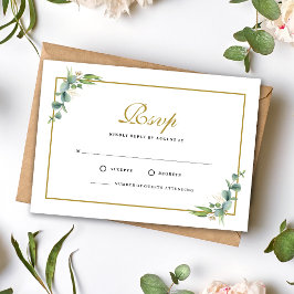 Eucalyptus Groene Geometrische Bloemige Trouwdag RSVP Kaartje