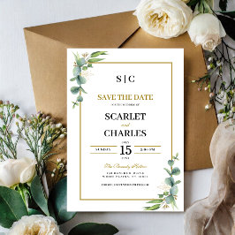 Eucalyptus Groene Geometrische Bloemige Trouwdag Save The Date