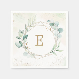 Eucalyptus Groene Geometrische Monogram Huwelijk Servet