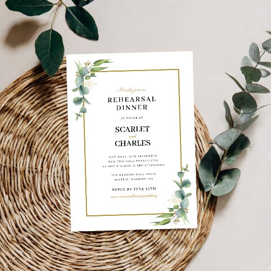 Eucalyptus Groene Geometrische Oefen Diner Kaart
