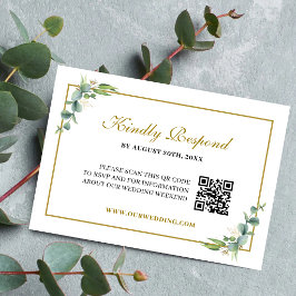 Eucalyptus Groene Geometrische Trouw QR Code RSVP Kaartje