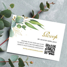 Eucalyptus Groene Geometrische Trouw QR Code RSVP Kaartje