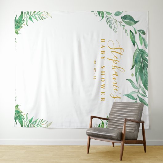 Eucalyptus Groene Goud Baby Shower Achtergrond Wandkleed (In Situ (horizontaal))