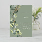 Eucalyptus Groene Goud Folie Huwelijksuitnodiging Uitnodiging (Staand Voorkant)