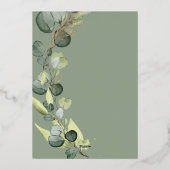 Eucalyptus Groene Goud Folie Huwelijksuitnodiging Uitnodiging (Achterkant)
