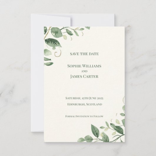 Eucalyptus Groene Goud Huwelijk Bewaar De Datum Au Save The Date (Voorkant)