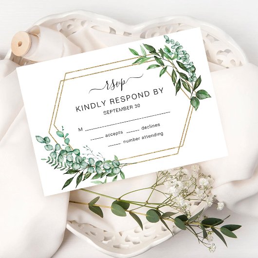 Eucalyptus Groene Goud Kader RSVP Kaart