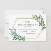 Eucalyptus Groene Goud Kader RSVP Kaart (Voorkant)