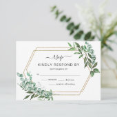 Eucalyptus Groene Goud Kader RSVP Kaart (Staand voorkant)