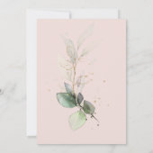 Eucalyptus Groene Goud Roze Bruiloft Feest Kaart (Achterkant)