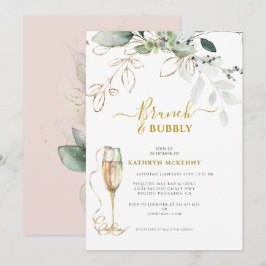 Eucalyptus Groene Goud Roze Bruiloft Feest Kaart