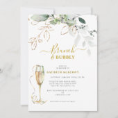 Eucalyptus Groene Goud Stof Blauw Bruidsfeest Kaart (Voorkant)