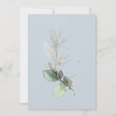 Eucalyptus Groene Goud Stof Blauw Bruidsfeest Kaart (Achterkant)