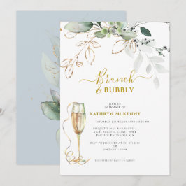 Eucalyptus Groene Goud Stof Blauw Bruidsfeest Kaart