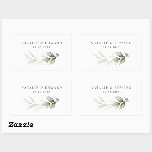 Eucalyptus groene goudbruidebruidebruin rechthoekige sticker (Vel)