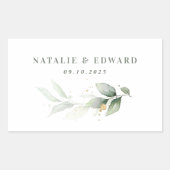 Eucalyptus groene goudbruidebruidebruin rechthoekige sticker (Voorkant)