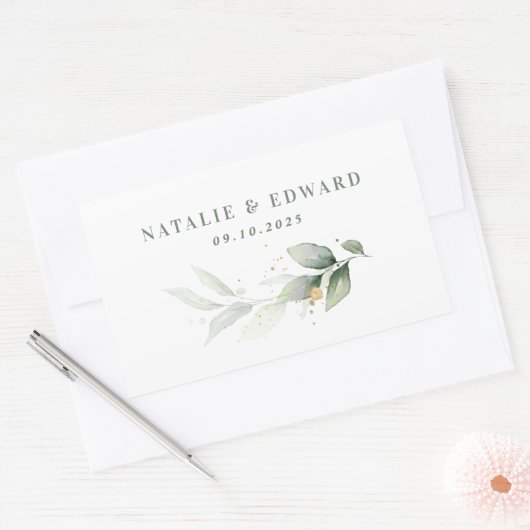 Eucalyptus groene goudbruidebruidebruin rechthoekige sticker (Envelop)