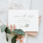 Eucalyptus groene goudbruiloft met uitzondering va save the date<br><div class="desc">Met uitzondering van de datum waarop de waterverf wordt uitgenodigd,  is er sprake van een loof met een metalen goudeffect. Met mooie waterverf details. Deze moderne huwelijksuitnodiging zal zeker de stijl bepalen voor je grote dag.</div>