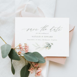 Eucalyptus groene goudbruiloft met uitzondering va save the date