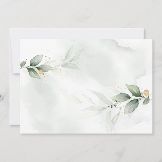 Eucalyptus groene goudbruiloft met uitzondering va save the date (Achterkant)